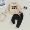 Toddler Baby Boy Clothes Mamas Boy Fall Winter Outfit 6M 12M 18M 24M 3Y Long Sleeve Letter Sweatshirt Plaid Jogger Pants Newborn Set