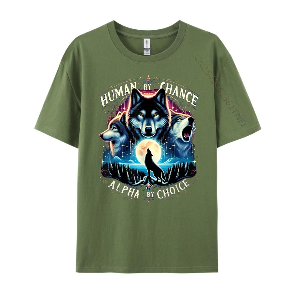Human By Chance Alpha By Choice Cool Wolves Funny Wolf Meme Anime T Shirts Halloween Tee Shirt
