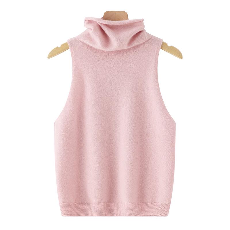 Women’s 100% Cashmere Sleeveless High Neck Sweater Vest for Spring & Autumn
