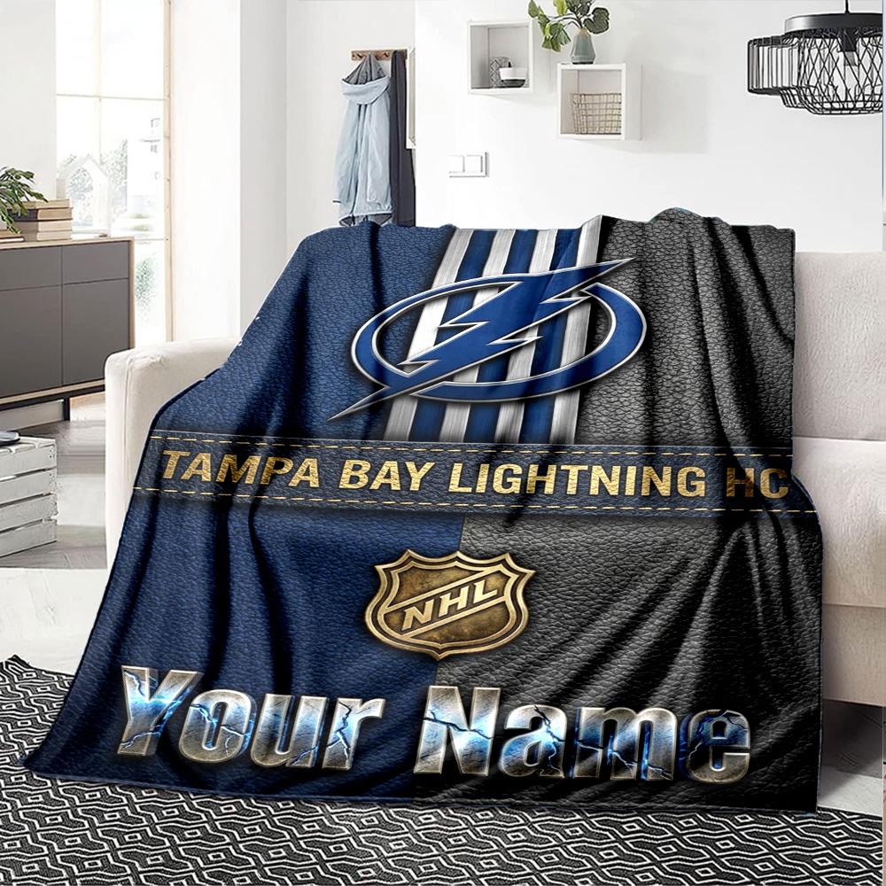 Name Custom Tampa Bay Lightning Print Flannel Blanket High Quality Warm Comfortable Cover for All Seasons Perfect for Gifts Home Decor