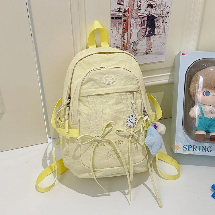 Korean Style Women's Casual Nylon Backpack - Cute, Large Capacity, Solid Color, Fresh Design, Small Laptop Compatible