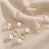Simple Design Imitation Pearl Earrings Ring Bangle Elegant Gold Color Jewelry Jewelry Set  Party