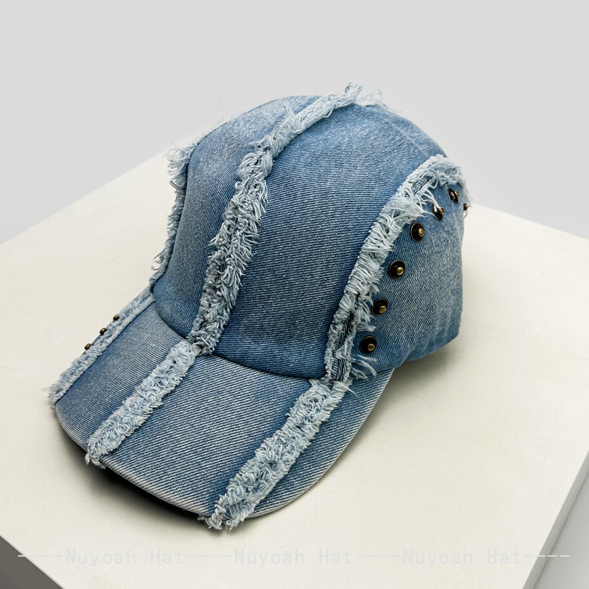 

New Men Women Retro Bow Broken Style Baseball Hats Sunshade Korean Warm Personal Peaked Caps Outdoor Versatile Distress Fashion 52-60cm