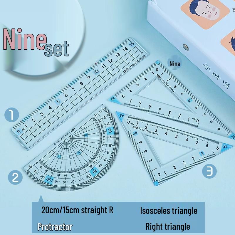 Anti-Myopia Ruler Set: First Grade Square & Eye Protection for Primary Students (3 Sets for New Users)