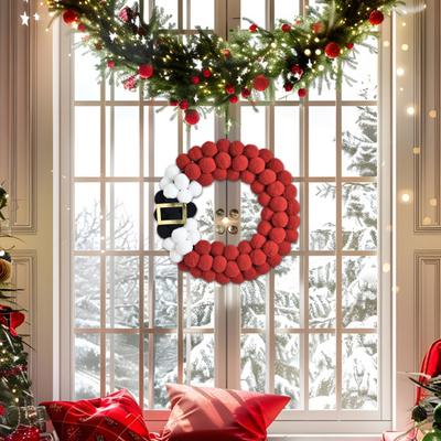 Christmas Wreath Plush Balls Bright Colors Lightweight Festive Atmosphere Wreath Holiday Season Decoration