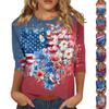 Women's Tops Three-quarter Sleeve Shirt Round-neck Loose Casual Shirt Print T-shirt