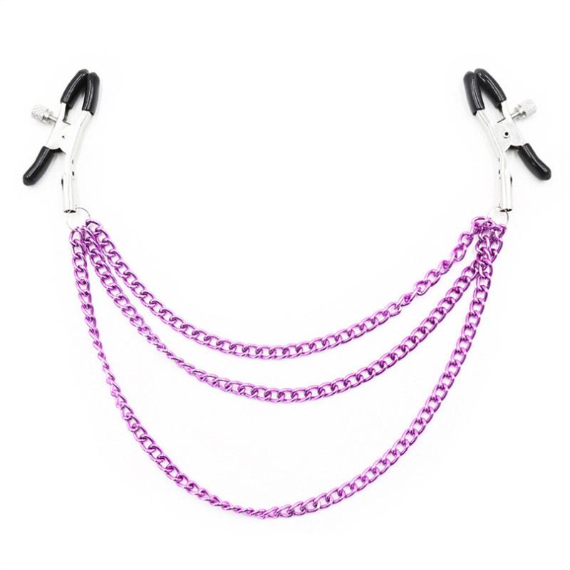 Nipple Clamp With Metal Chain Adjustable Clitoris Clip Bondage Restraints Breast Labia Clip Stimulation Sex Toy For Woman