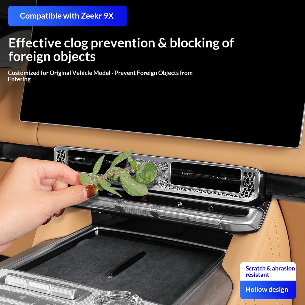 For Zeekr 9X 2025-2026 Front Dashboard AC Vent Protector Stainless Steel Dust Proof Mesh Cover Interior Decor