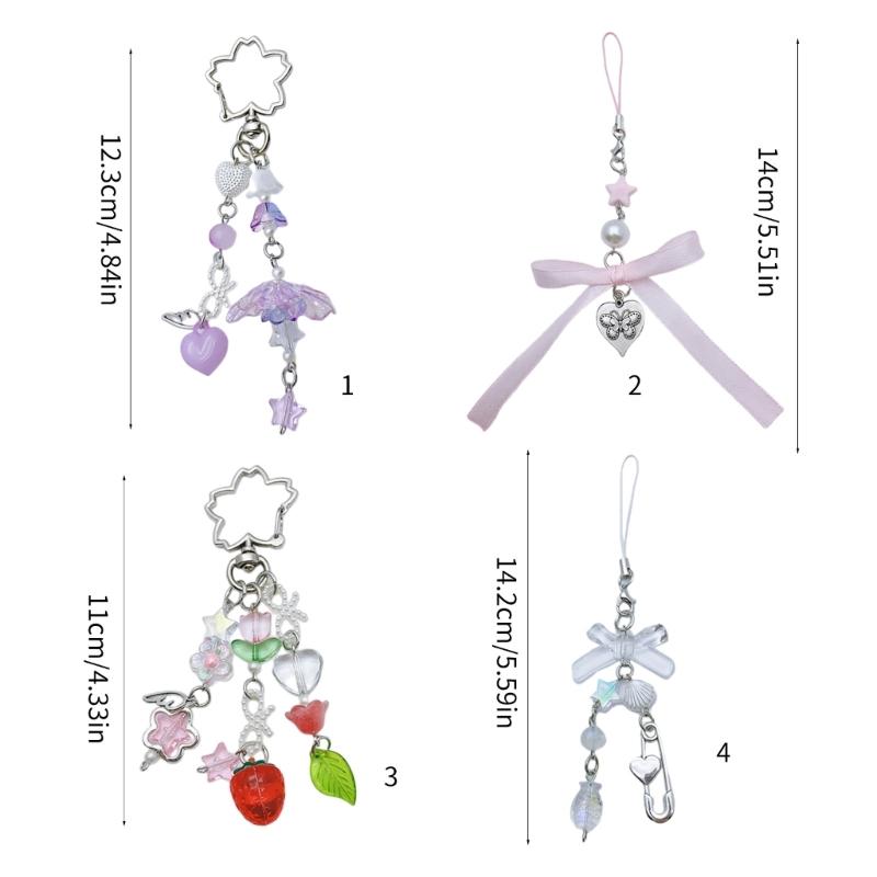 Crystal Beads Five-Pointed Star Hang Tags New Year Jewelry Making Tassels Shell Flower Pendant for Keychain Crafts