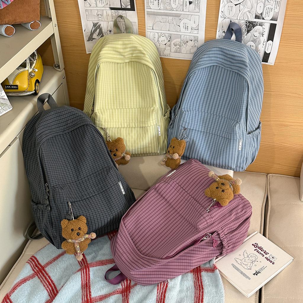 Schoolbag Japanese simple schoolbag female ins niche college student corduroy solid color simple backpack junior high school backpack