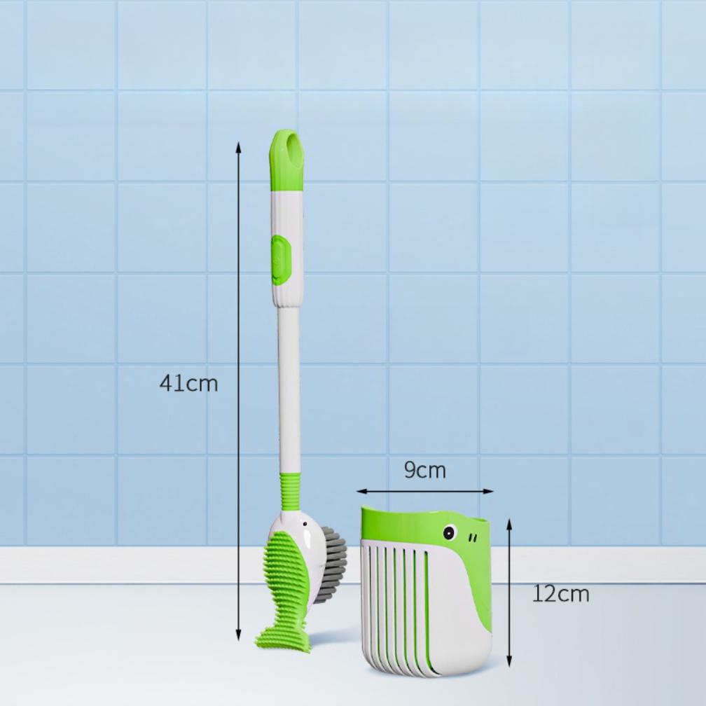 Effective No Dead Angle Toilet Brush with Suction Cup and Whale Shape