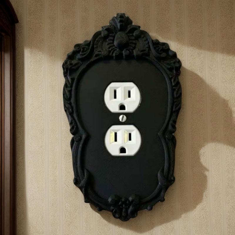 Gothic Style Wall Switches Plate Cover Elegant Decorative Plastic Panel Elegant Black Wall Panel Cover For Home Decoration