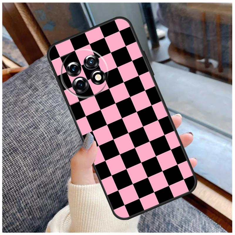 Checkerboard Checkered Board Case For OnePlus 15 12R 13R 13T 10T 8T 13 12 11 10 Pro Nord 5 CE 2 3 4 Lite N20 N30 Coque