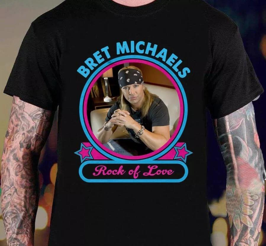 Men s and Women s T-shirts Bret Michaels Rock Of Love Cotton Black Full Size Unisex Shirt XXL