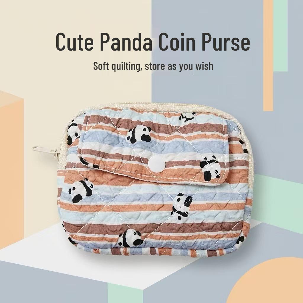 Striped Polka Dot Quilted Cotton Mini Coin and Makeup Purse