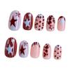 24pcs French False Nails with Star Prints Design Retro Polka Dot Press On Nails for Women Daily Wear