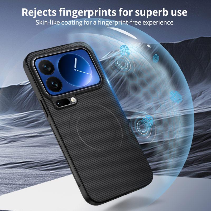 For Xiaomi 17 Pro Max Magnetic Case WANLONFENG TQ Series Carbon Fiber Texture PC TPU Phone Cover