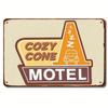 Cozy Cone Motel Vintage Metal Sign   Rustic Wall Decor with Car  Mountain Design Dustproof Iron Sign for Bedroom Home Ba