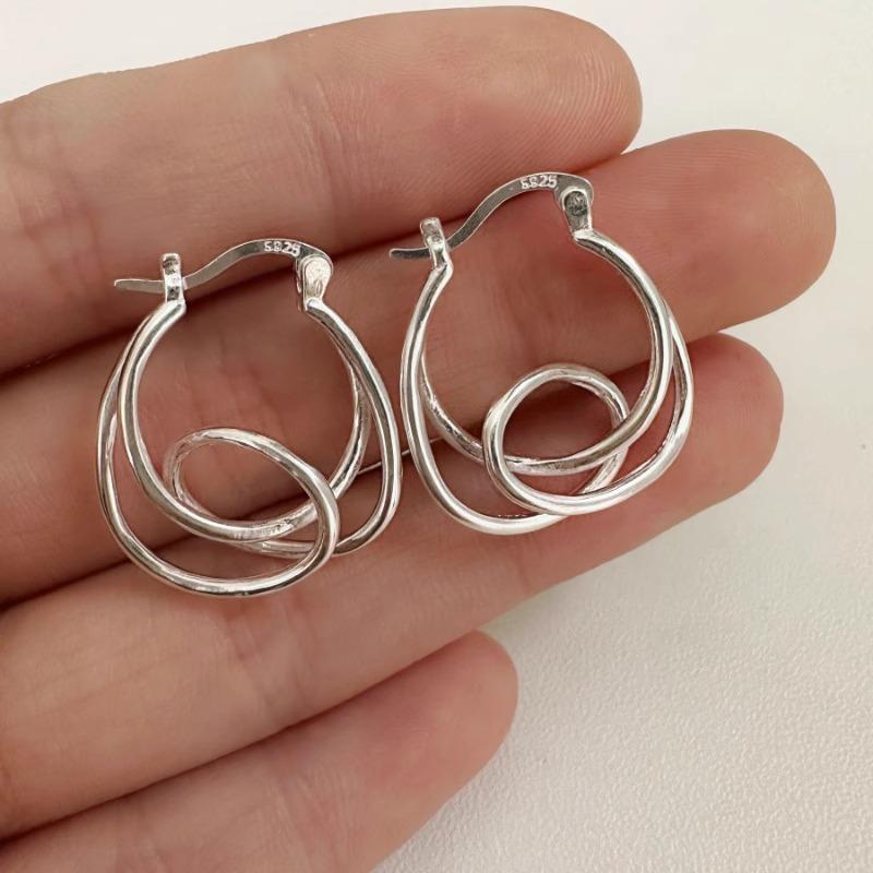 

New 925 Sterling Silver Geometric Earrings, Minimalist Charm Jewelry, Exquisite Birthday Gift for Women платиновый