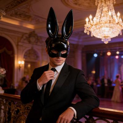 Maschera da Coniglio di Halloween Orecchie Lunghe Mezza Maschera di Coniglio per Compleanno Pasqua Halloween Mascherata Cosplay Festa Accessorio Costume