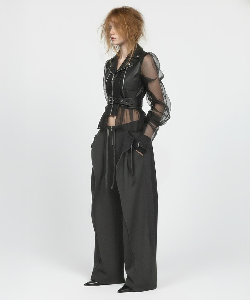 Milkeuaeswiaendeudolseu Fold Over Wide Sweatpants - Black