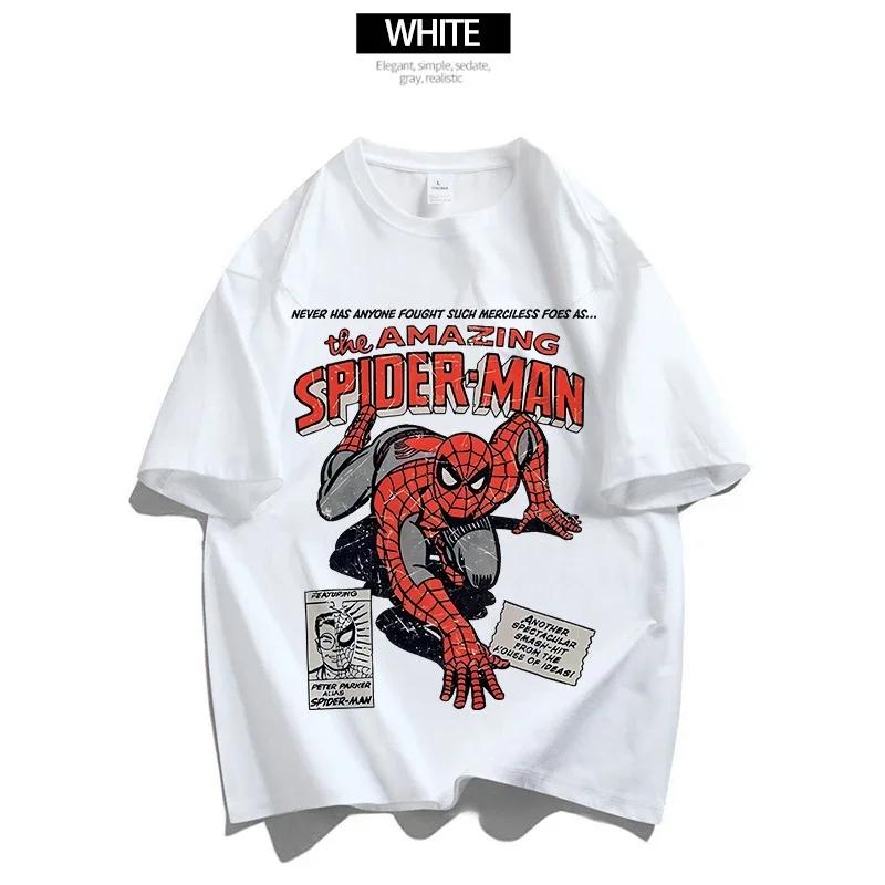 MINISO Marvels Spidermans Dámské Pánské Tričko Módní Potisk Letní Oblečení Marvels Anime Kreslené Tričko Krátký Rukáv Topy#Barva(2)