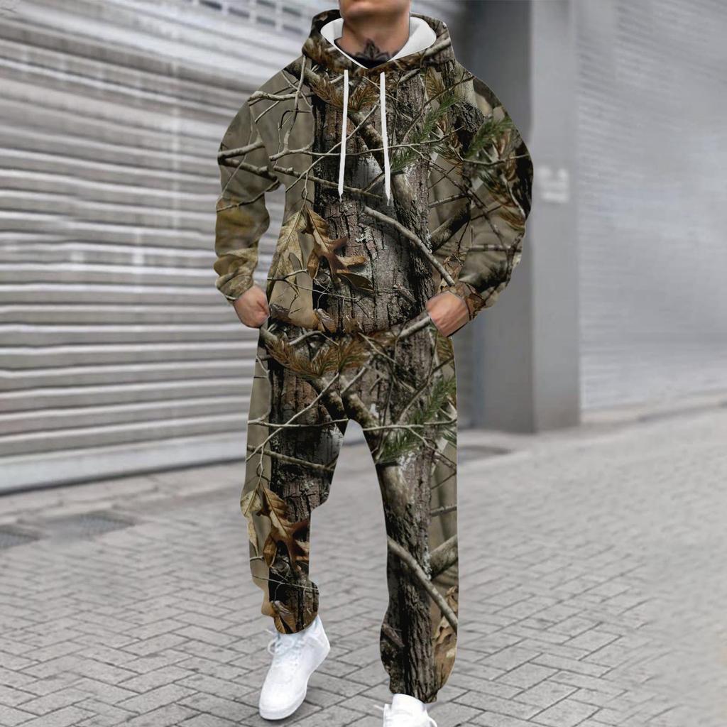 Męska bluza z kapturem z długim rękawem z nadrukiem casualowym i personalizowanym, męski sportowy zestaw dwuczęściowy: bluza i spodnie dresowe