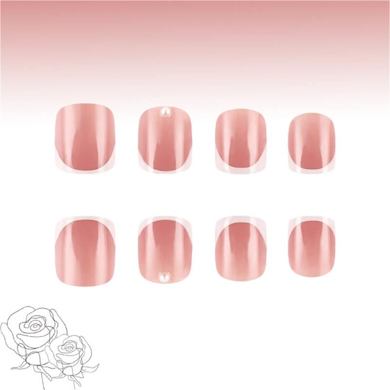 Press on Nail with 3D Flower Designs False Nail French Tips for Women Seeking Unique Valentine's Day Appearance