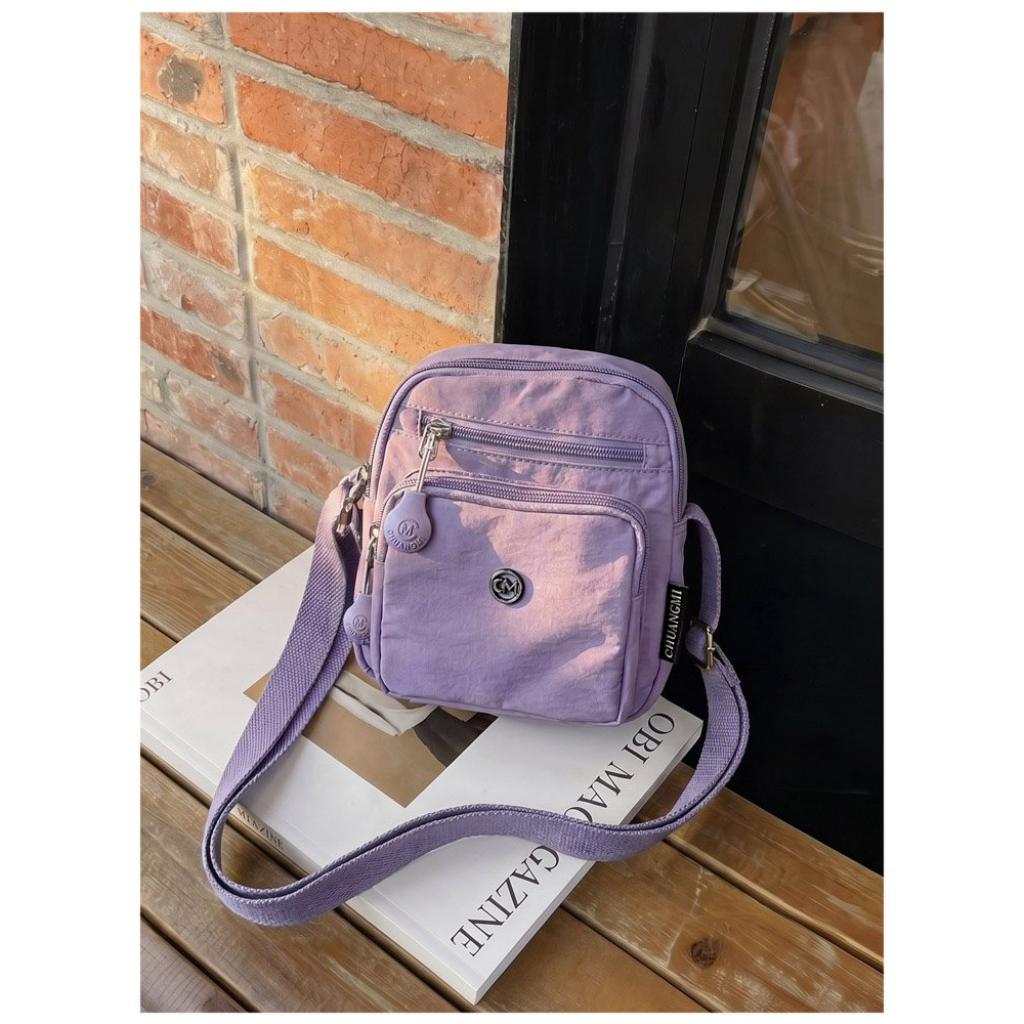 Shoulder Bag Women Nylon  Multi Compartment Adjustable Strap Daily Commute