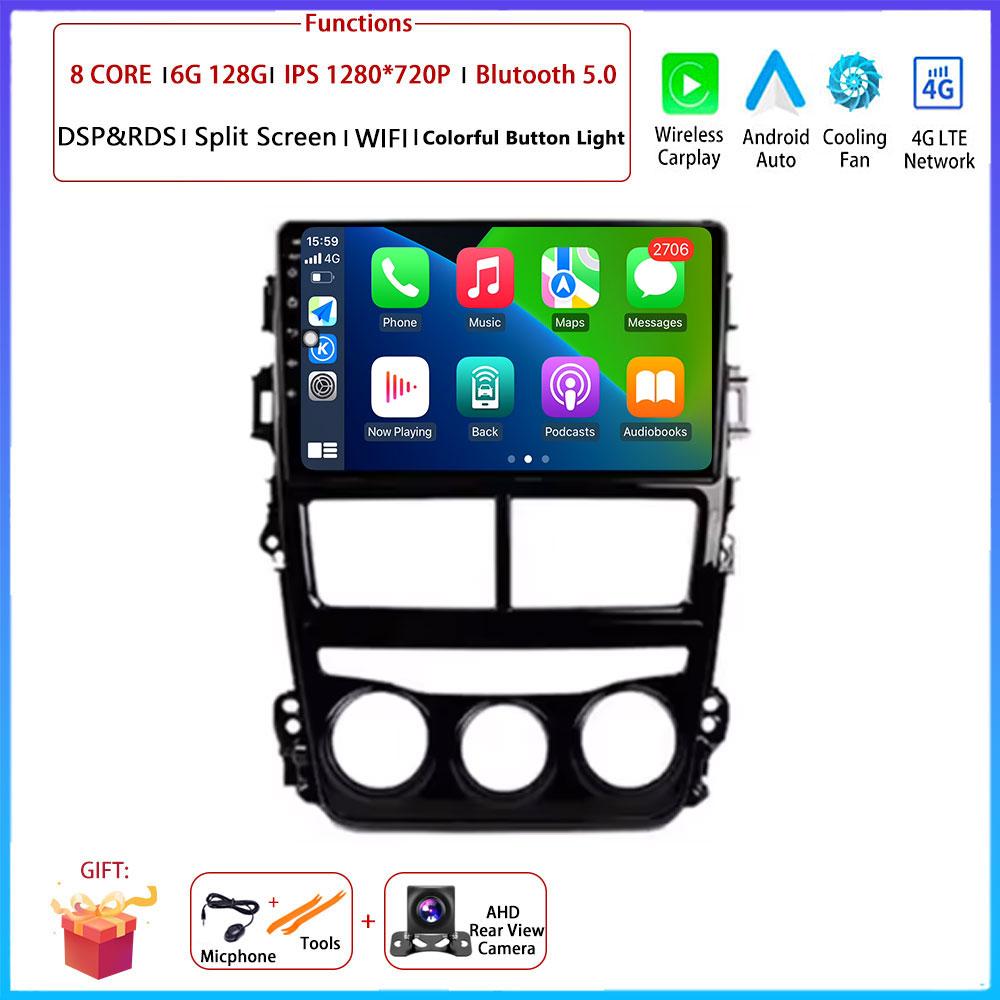 Android  Carplay Auto For Toyota Vios Yaris MT 2017 2018 - 2020 Car Radio Navigation GPS Multimedia Video Player DVD 5G WIFI