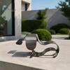 Cute Dog Garden Decor Rustic Dachshund Metal Statue, 3D Sculpture, Weatherproof Indoor Tabletop Decoration for Patio Lawn Yard Porch Table,