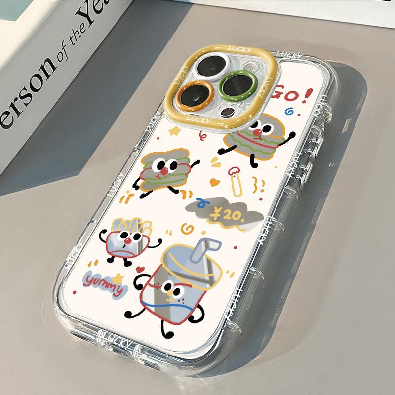 

Ins Creative Niche Cute Burger Mirror for Huawei Cream Shell for Oppo for Apple 15 New for IPhone For Apple 16PROMAX