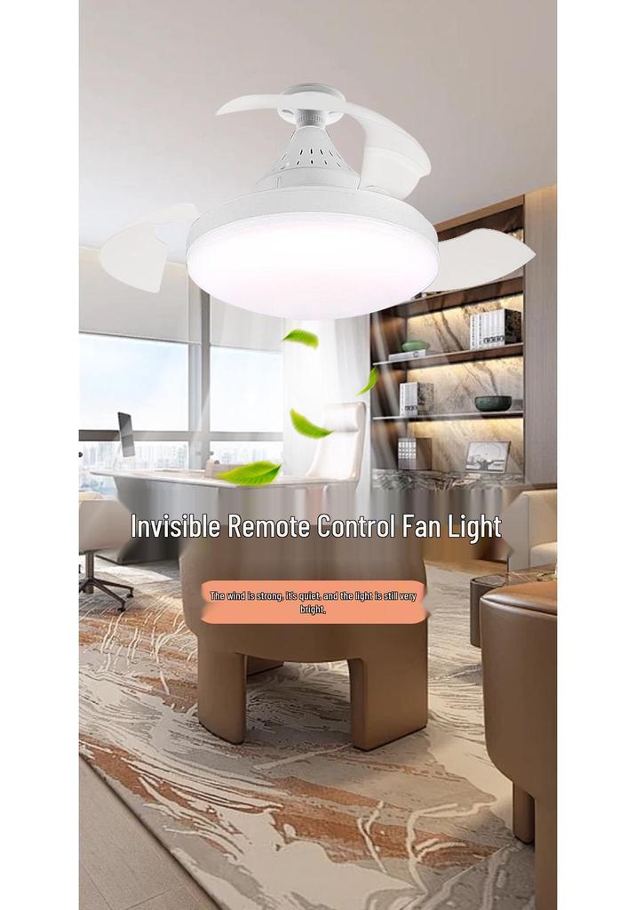 **Silent Ceiling Fan & Light: Invisible E27 Mount for Bedroom, Dining & Living Room**