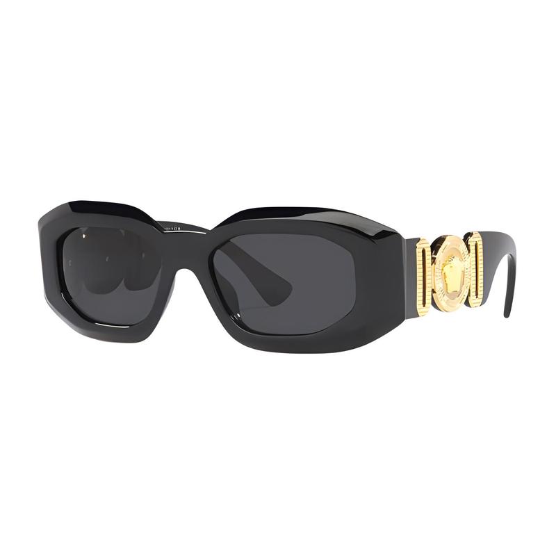 Versace Temple Logo Irregular Sunglasses Women's Black 9014447 O4425UOGB18754ONUL-Black 53