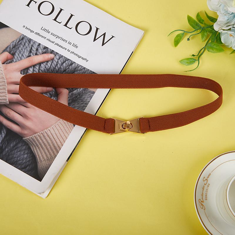 

Эластичные универсальные ремни для женщин, тонкий ремень с металлической пряжкой черного цвета