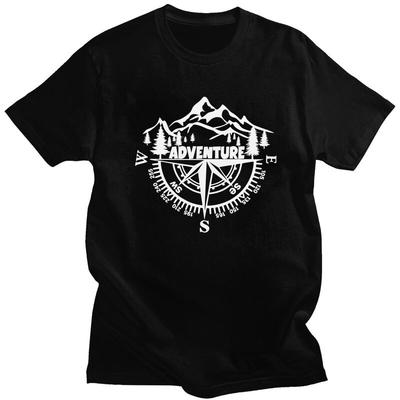 Individuelle Herren Bergtour Kompass T-Shirts Kurzarm Baumwolle T-Shirt T-Shirt Freizeit T-Shirts Lockere Passform Kleidung