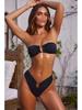 2025 Strapless U-Shaped Bikini with Solid Color and Jewelry Accents for Women
