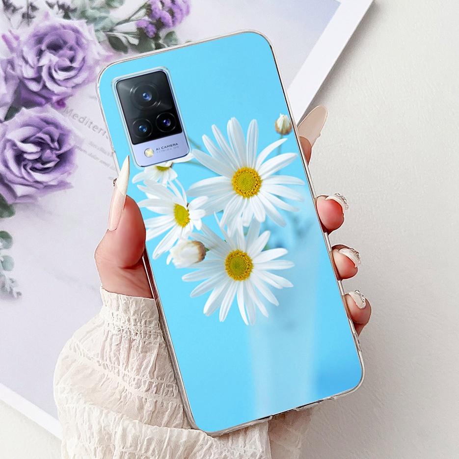 For Vivo V21 4G Case V2066 V2108 New Luxury Flowers Painted Cover Soft Slim Phone Case For Vivo V21e V2061 V 21 VivoV21 e Fundas