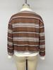 TEMU 2026 Autumn/Winter Women's Retro Striped Polo Collar Half-Zip Loose Hoodie
