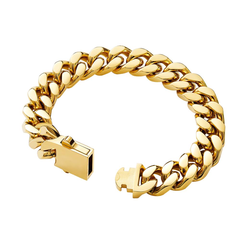 Real 18K Gold PVD Stainless Steel Cuban Necklace Bracelet Custom Logo 5MM-15MM Monaco Necklace Miami Cuban Chains for Men