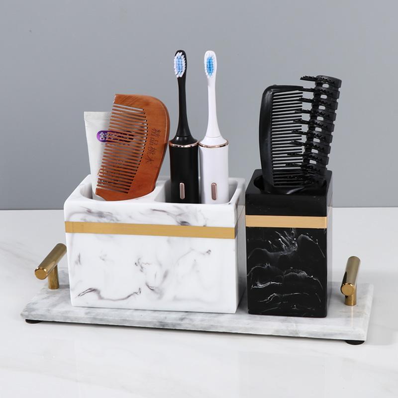 Marble Stripe Resin Toothbrush Holder Bathroom set Accessories Toothpaste Holder Portable Organizer Case Sanitary Wars Suite