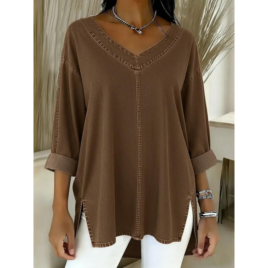 Spring New Arrival Women's Street Fashion Denim V-neck Top for Women Cross-border