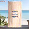 Striped Sardine Fish Beach Towel, Quick Dry Microfiber Towel for Summer Swimming Pool, Travel, Camping