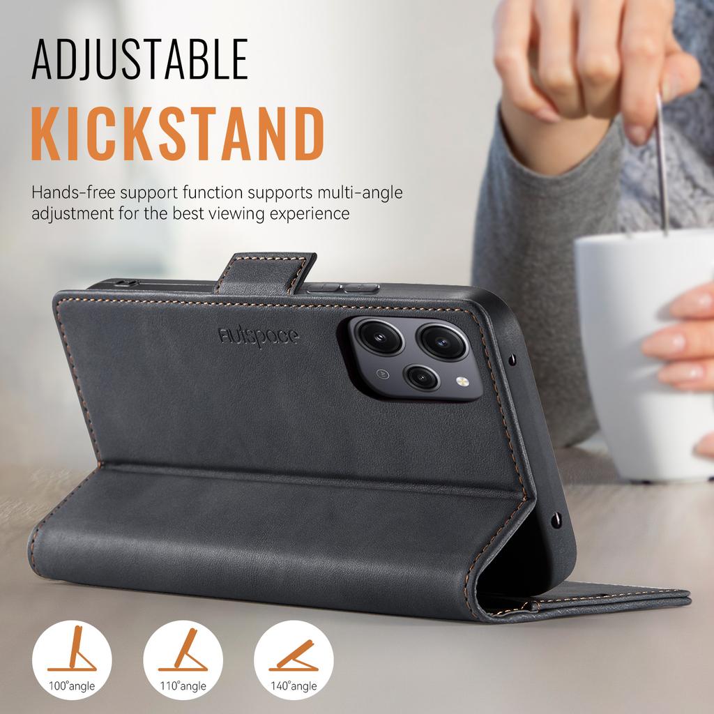 For Xiaomi Redmi 12/ Redmi 12 5G Wallet Case with Card Slots & Kickstand, 360° Protection Leather Case