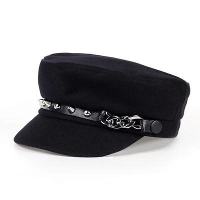 Fashion Rivet Chain Beret Hat Women Painter Newsboy Hats Outdoor Leisure Flat Top Caps Artist Cap
