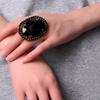 Vintage Charm Large Crystal Oval Ring Black Fitting Women Fashion Rhinestone Ring Luxury Design High Quality Jewellery