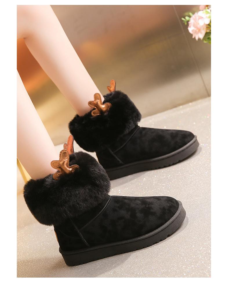 

Рождественские зимние сапоги из рогов оленя, женские, зимние, 2024, новые, утолщенные, короткие, бархатные, Plataforma Mujer, роскошная обувь, Zapatos Mujer 40 чёрный