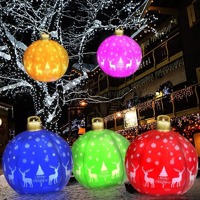 Light Up Christmas Ball Decorations Outdoor Inflatable Christmas Ball with Remote Control and LED Light Adjustable Color