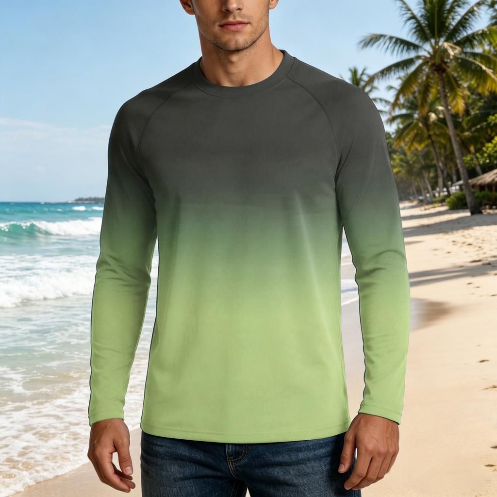 Men's Long Sleeve Outdoor Shirt UPF50 Plus Sun Protection Breathable Loose Fit Summer Casual Lightweight Quick Drying T-Shirt