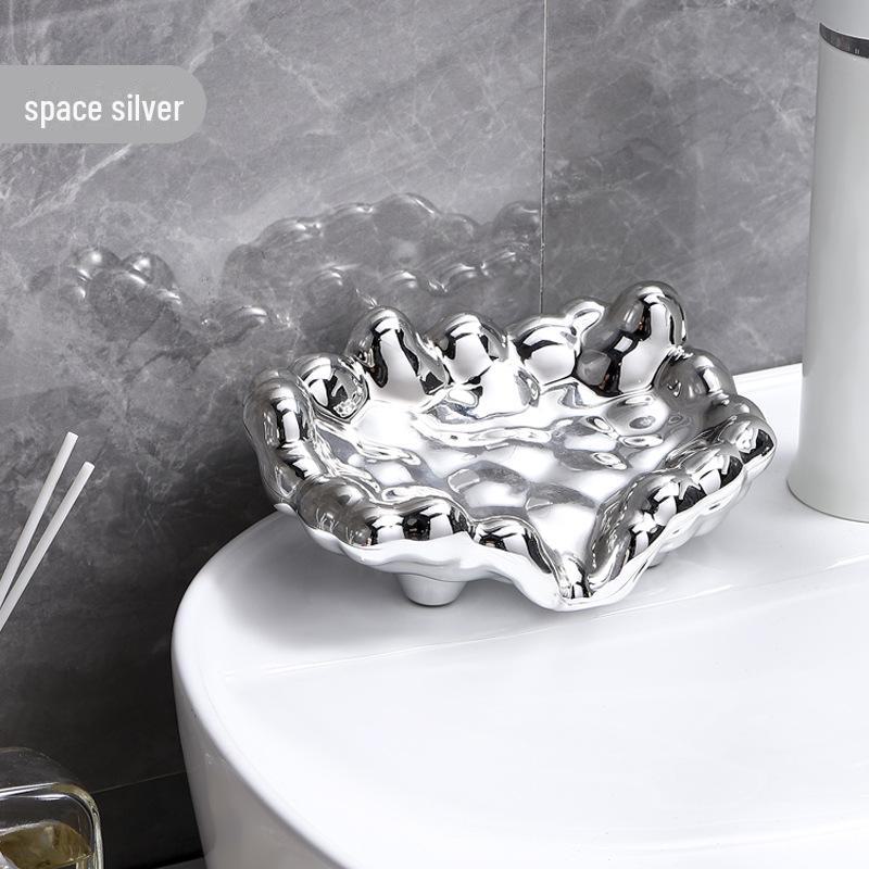Deluxe Electroplated Soap Dish with Drain & Punch-Free Wall Mount